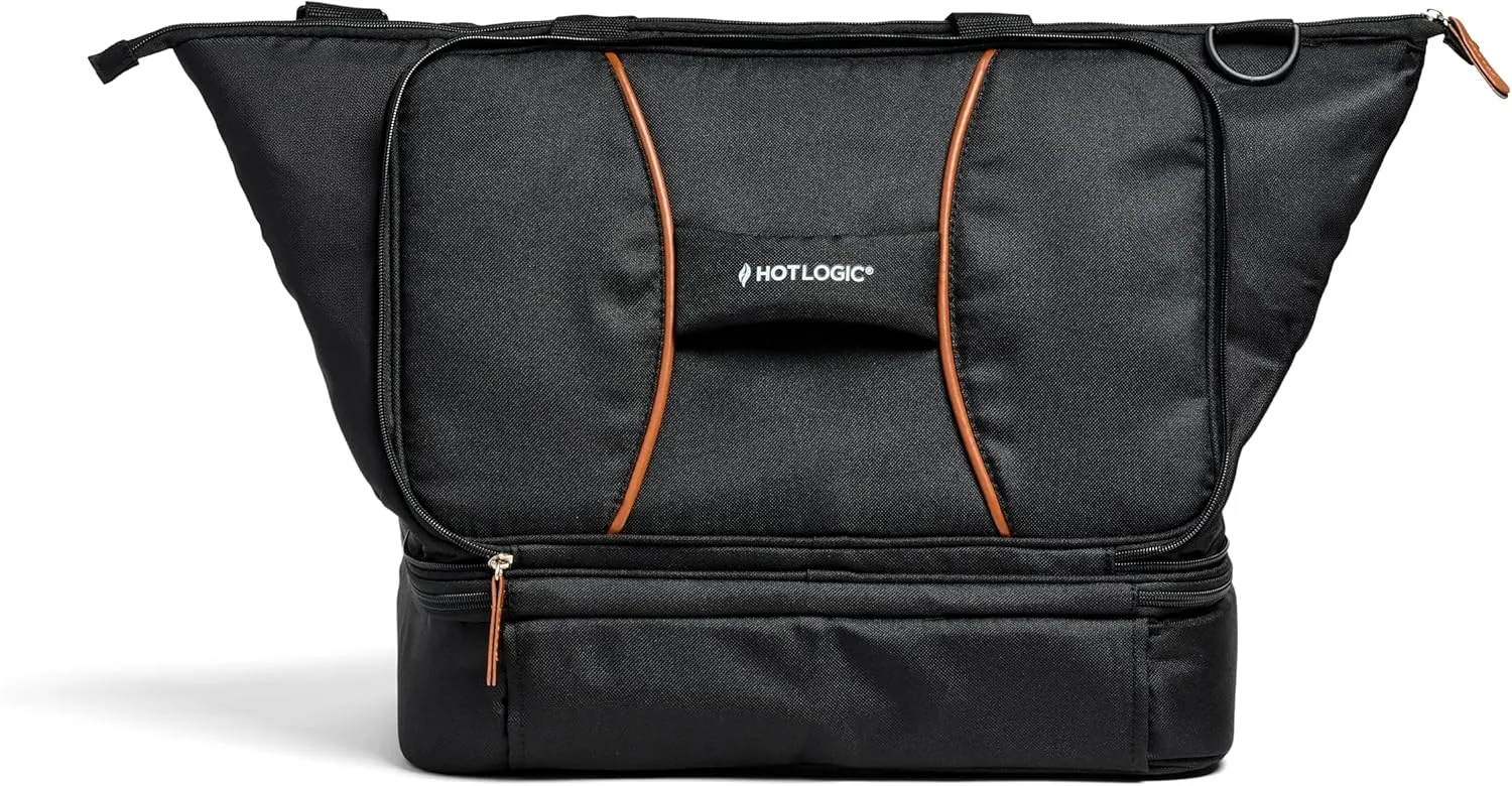 HOTLOGIC Max XP Large Portable Electric Lunch Box Food Heater - Expandable Food Warmer Tote and Heated Lunchbox for Adults Work/Car/Home - Cook, Reheat, and Keep Your Food Warm 120V, Black