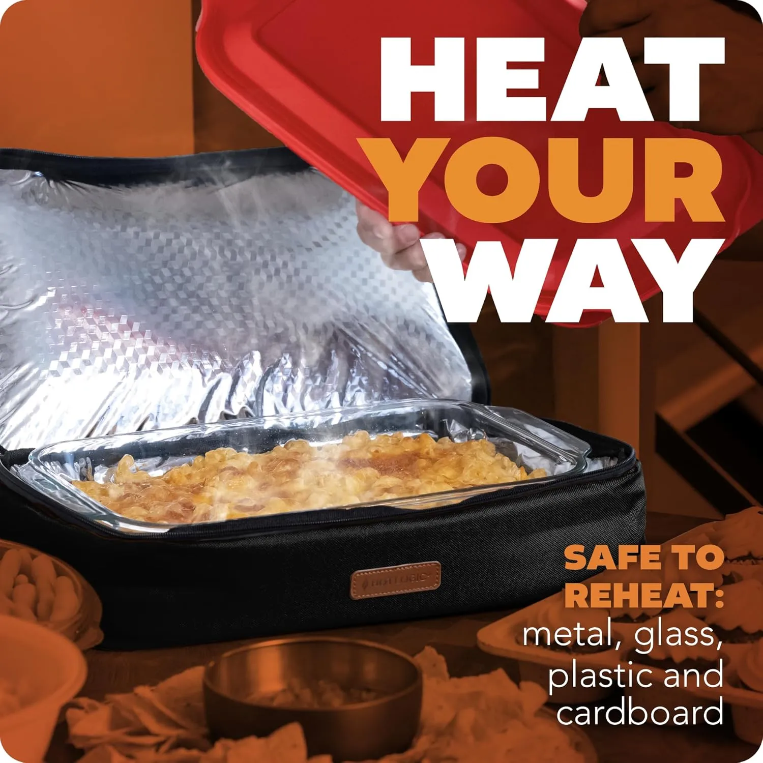 HOTLOGIC Max XP Large Portable Electric Lunch Box Food Heater - Expandable Food Warmer Tote and Heated Lunchbox for Adults Work/Car/Home - Cook, Reheat, and Keep Your Food Warm 120V, Black