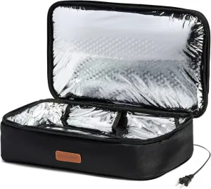 HOTLOGIC Max XP Large Portable Electric Lunch Box Food Heater - Expandable Food Warmer Tote and Heated Lunchbox for Adults Work/Car/Home - Cook, Reheat, and Keep Your Food Warm 120V, Black