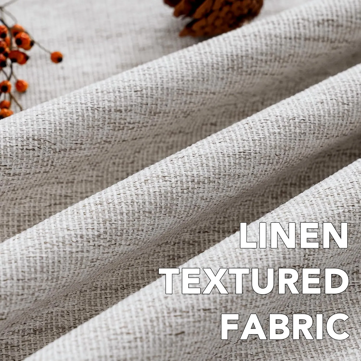H.VERSAILTEX Pinch Pleated Full Blackout Curtains Linen Blended Chenille Blackout Curtains 84 inch Length 2 Panels Bedroom Thermal Insulated Farmhouse Neutral Track Drapes with Hooks, Heather Cloud