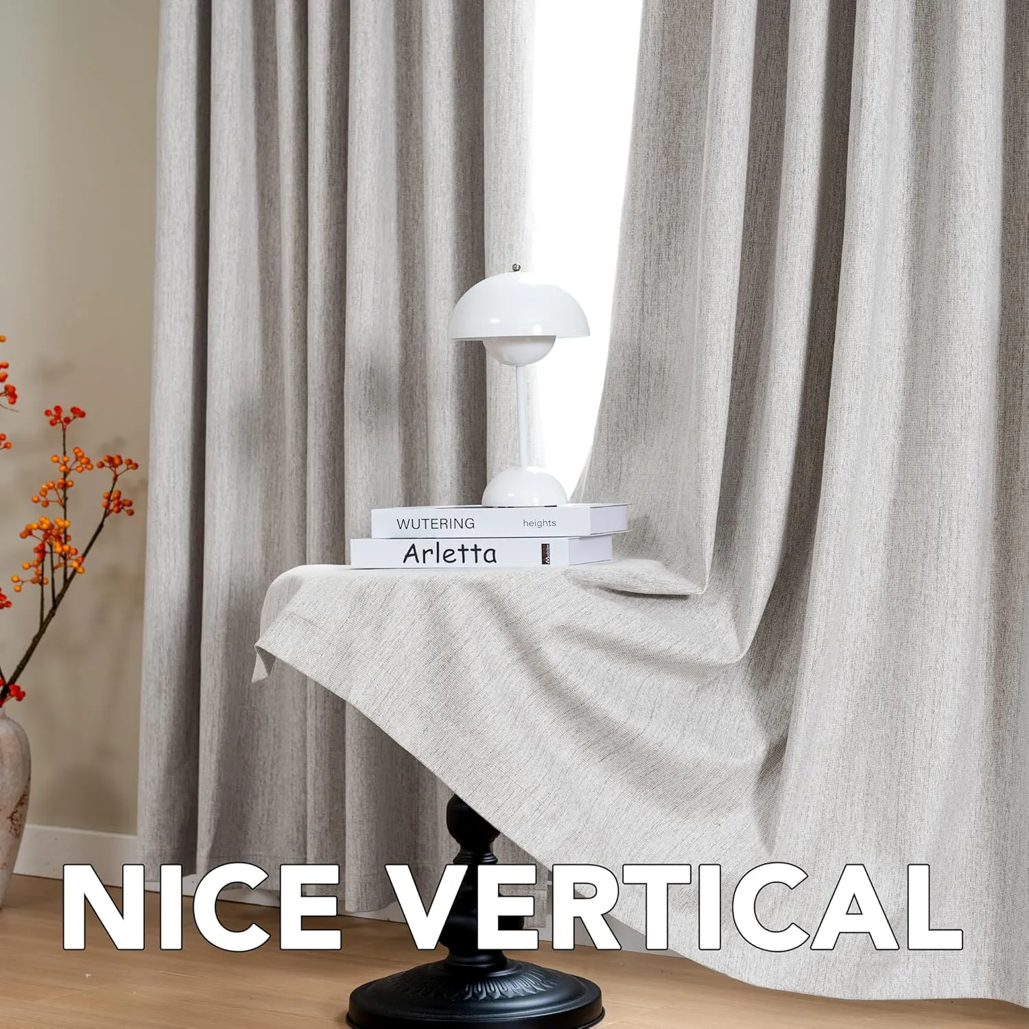 H.VERSAILTEX Pinch Pleated Full Blackout Curtains Linen Blended Chenille Blackout Curtains 84 inch Length 2 Panels Bedroom Thermal Insulated Farmhouse Neutral Track Drapes with Hooks, Heather Cloud