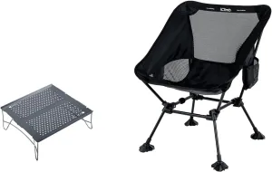 iClimb 1 Solo Mini Folding Table and 1 Anti-Sinking Large Feet Chair Bundle, Ultralight Compact for Adults Outdoor Picnic Backpacking Hiking Camping Beach Concert