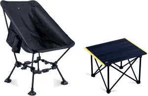 iClimb 1 Ultralight Folding Table and 1 Two-Heights Light Compact Anti-Sinking Chair Bundle, Ultralight Compact for Adults Outdoor Camping Beach Concert Motorcycling Travelling