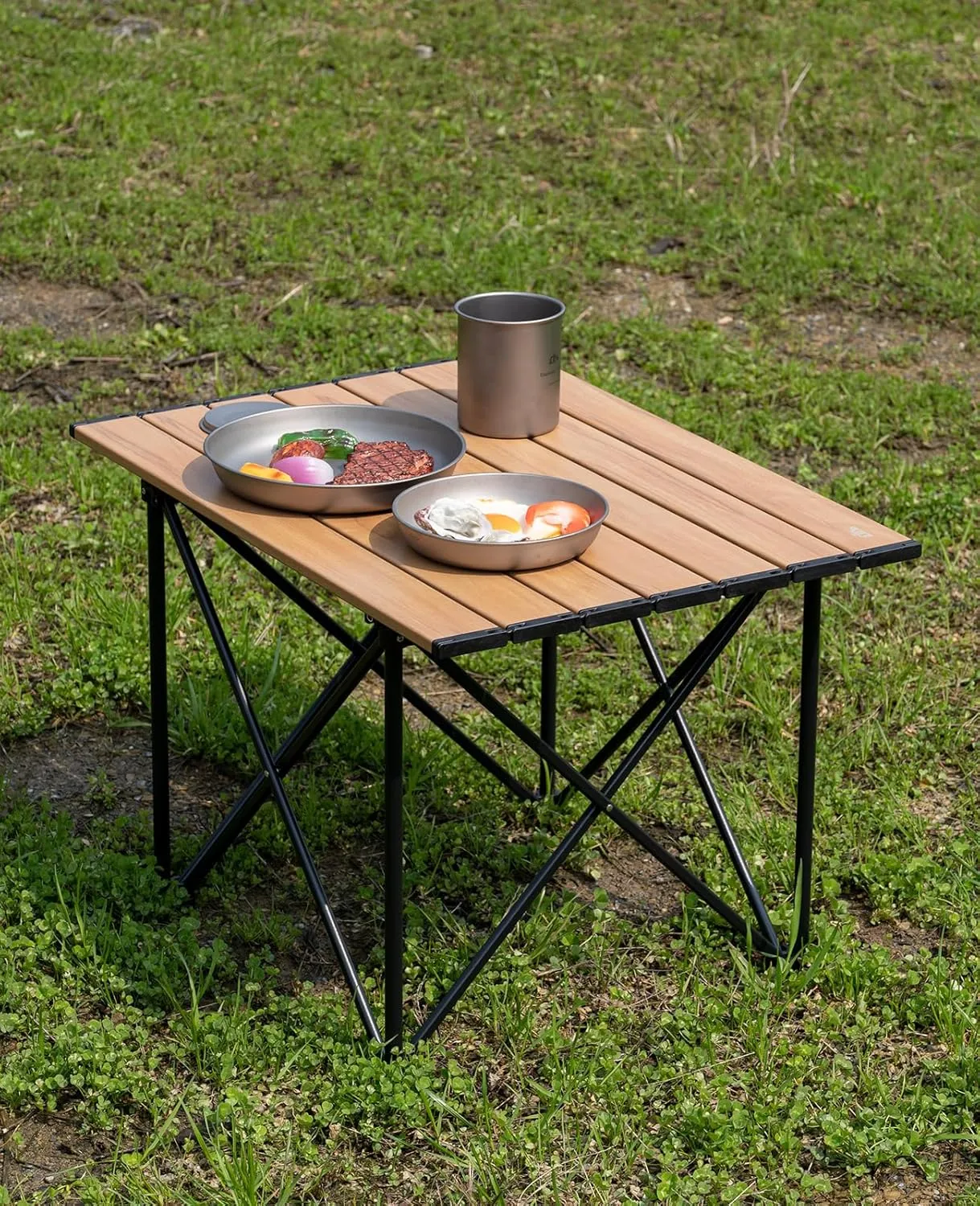 iClimb Ultralight Compact Camping Folding Table with Carry Bag (Reinforced Silver - L)