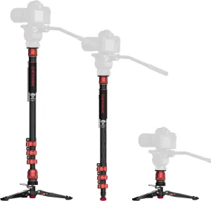 IFOOTAGE Cobra 3 Carbon Fiber Monopod with Pedal, 71" Professional Mono pod for Cameras, Portable Travel Mono Pod with Feet, Max Load 17.64 lbs, Compatible with Sony Canon Nikon DSLR Camera, C180F-P