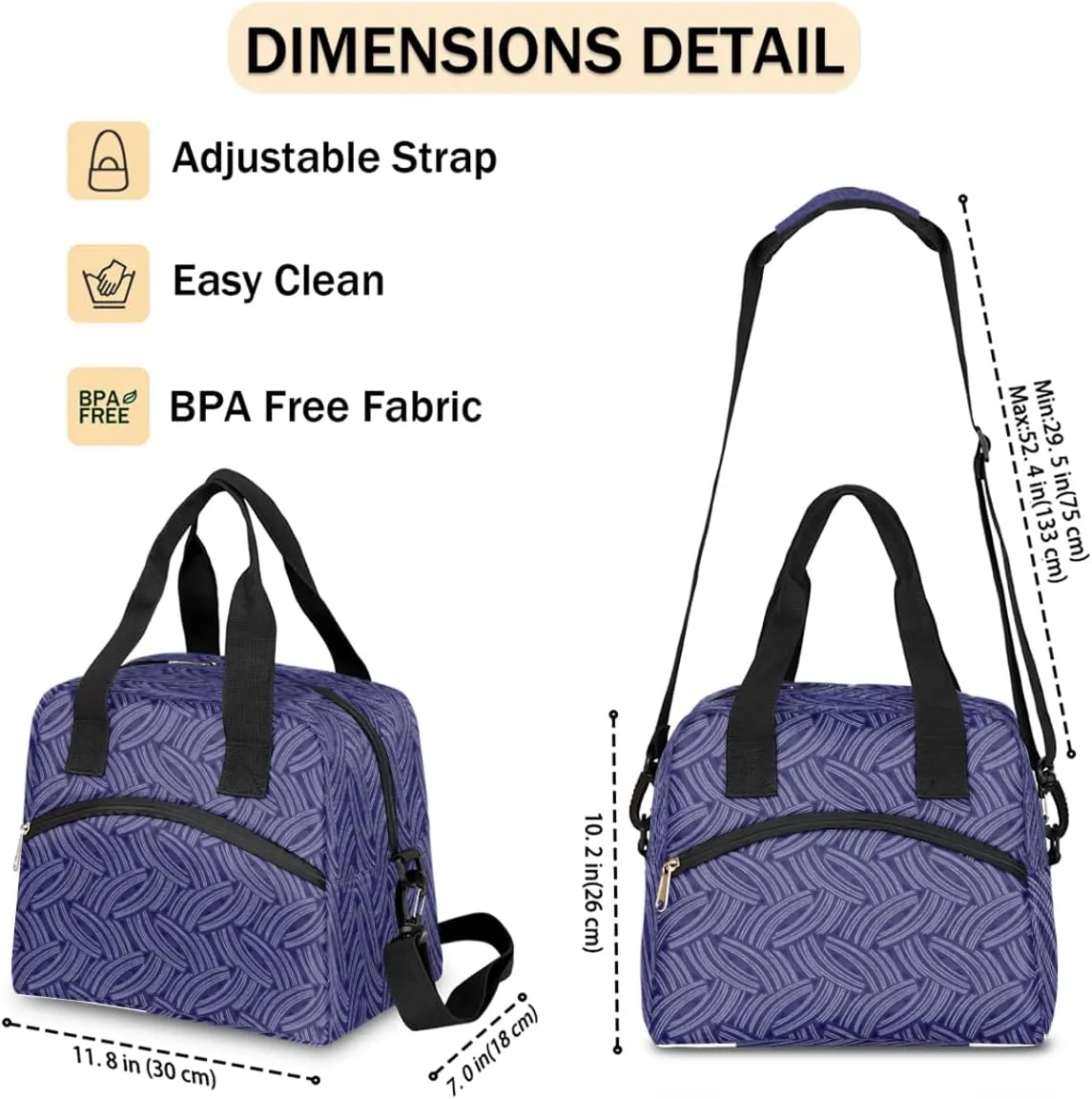 Imaginative Geometrics Insulated Lunch Bag for Women Men, Reusable Lunch Box Container with Adjustable Shoulder Strap Large Leakproof Thermal Lunch Cooler Bag for Adult Work Picnic Office