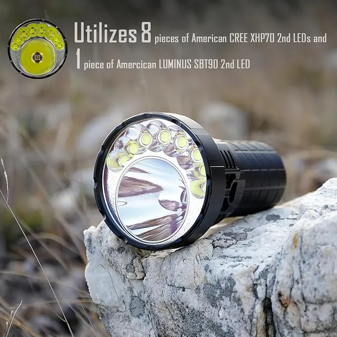 IMALENT MR90 Rechargeable Flashlights 50000 Lumens, Tactical Flashlight with Cree XHP 70.2 LEDs Long Beam Distance 1586 Meters, Led Powerful Flashlight for Camping and Hiking