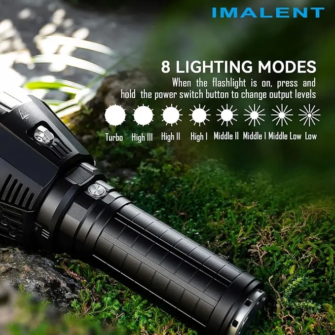 IMALENT MS18 Powerful Bright Flashlight 100,000 Lumens,Rechargeable Flashlights Use 18pcs Cree XHP70.2 LEDs, High Lumens Flashlight with OLED Display, LED Flashlight for Emergency