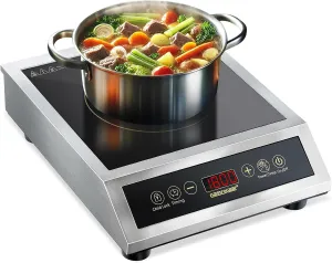 Induction Cooktop, Commercial Electric Stove with 17 Power Levels, 200-1800W, 176~464°F, Child Safety Lock, 18-hour Timer, 1800W Induction Hot Plate Burners for Cooking
