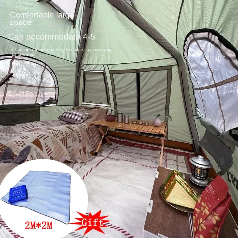 Inflatable Cabin Tent for 5-8 People, Waterproof 4-Season Pop-Up Family Camping Tent