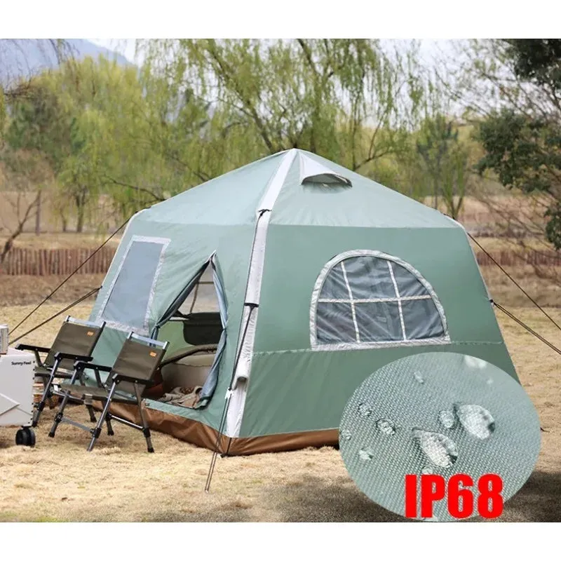 Inflatable Cabin Tent for 5-8 People, Waterproof 4-Season Pop-Up Family Camping Tent