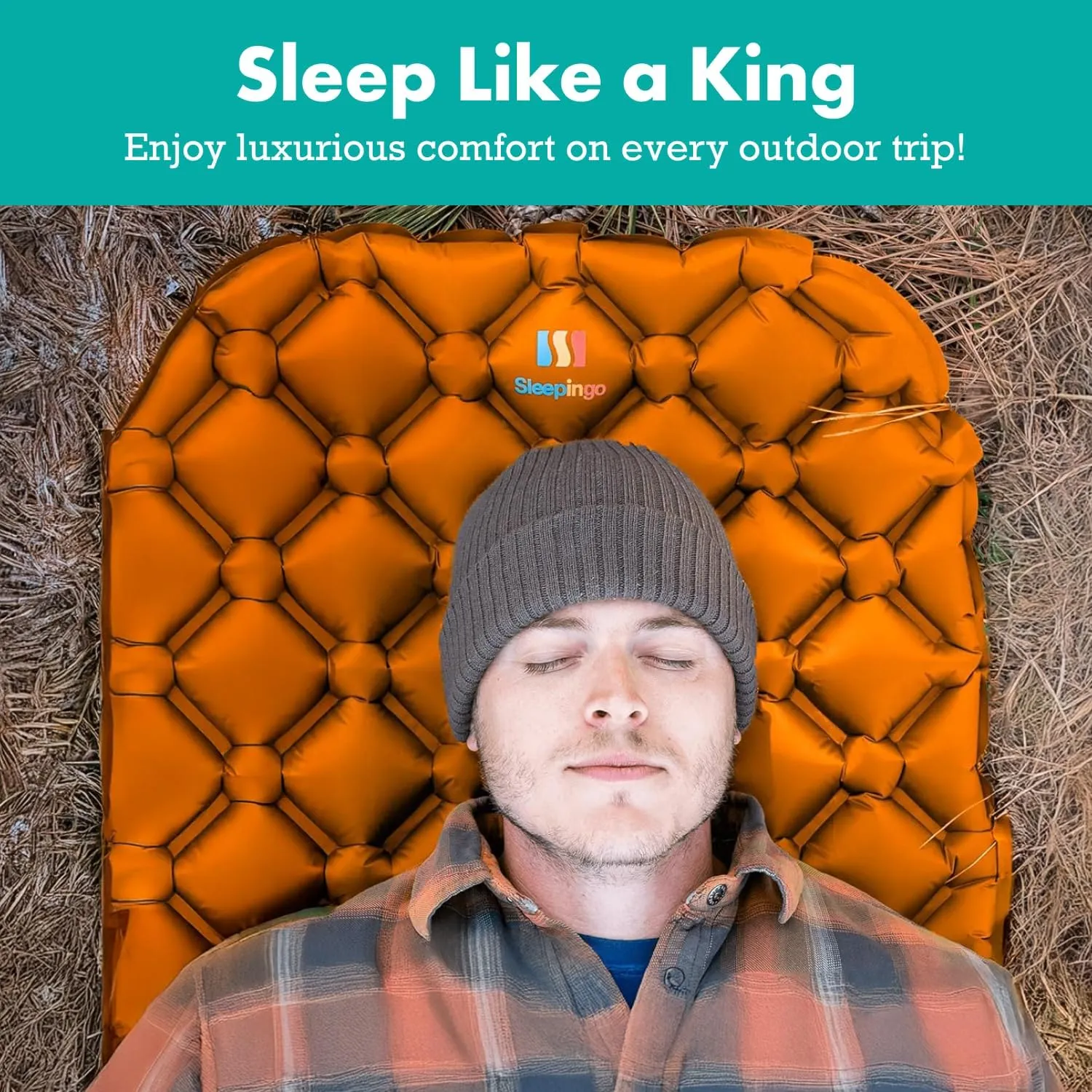 Inflatable Mat for Camping - Pack of 2 - Ultralight Sleeping Pad for Camping and Backpacking - Compact Air Mattress - Camping Mat with Tear-Resistant Ripstop Nylon - 73.5" x 21.5" - Orange