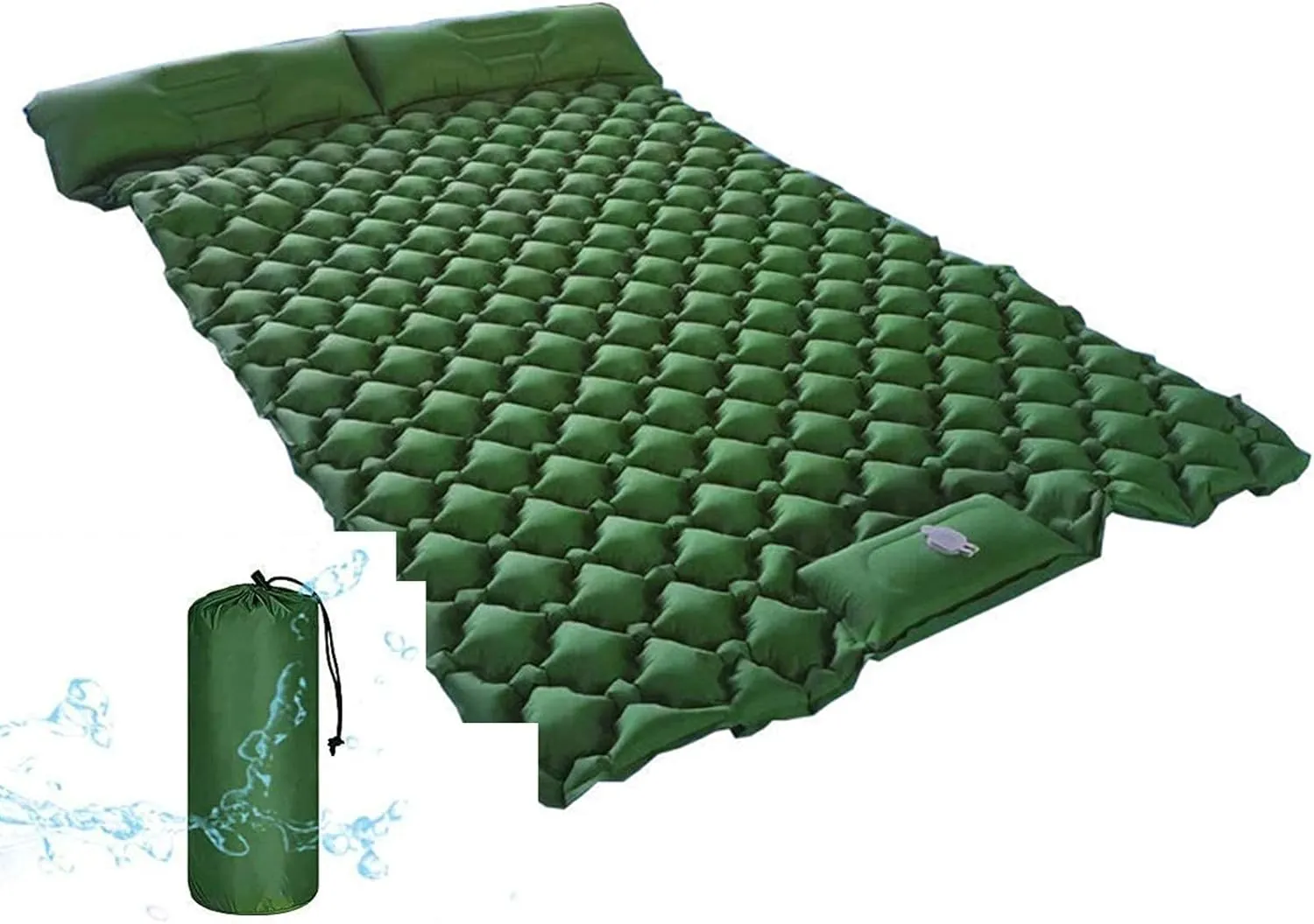 Inflatable Sleeping Mattress Double Camping Mat Self Inflating, Waterproof and Moisture-Proof Roll Mats, Sleeping Pad with Built-in Air Pump, Ultralight and Small Pack Size, for Ou