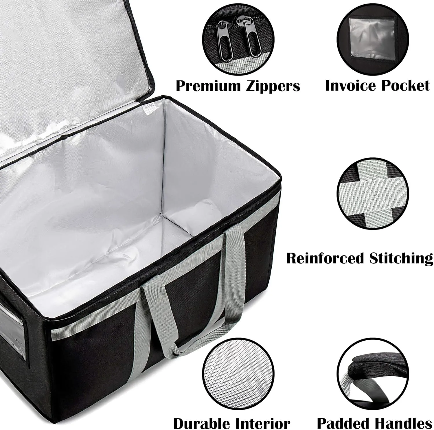 Insulated Delivery Bag Carrier XXXL 23"x15"x14" Commercial Grade