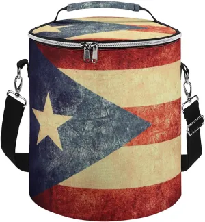 Insulated Leakproof Beach Picnic Cooler Bag, Flag of Puerto Rico Portable Waterproof Picnic Cooler with Adjustable/Removable Strap and Double Zipper Closure for Outdoor Camping Beach Day Travel