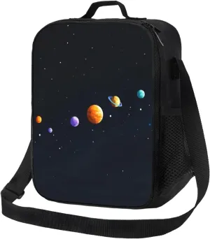 Insulated Lunch Bag with Shoulder Strap, Reusable Lunch Box with Handle, Leakproof Thermal Meal Cooler Travel Tote Shoulder Bag Handbags for Office Work Picnic, Universe Planet
