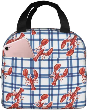 Insulated Lunch Bags for Men Women Work - Crayfish Plaid Soft Cooler Bag Insulated for Travel, Water Proof Small Adult Lunch Box for Men Women, Lunch Tote Bag for Women Men