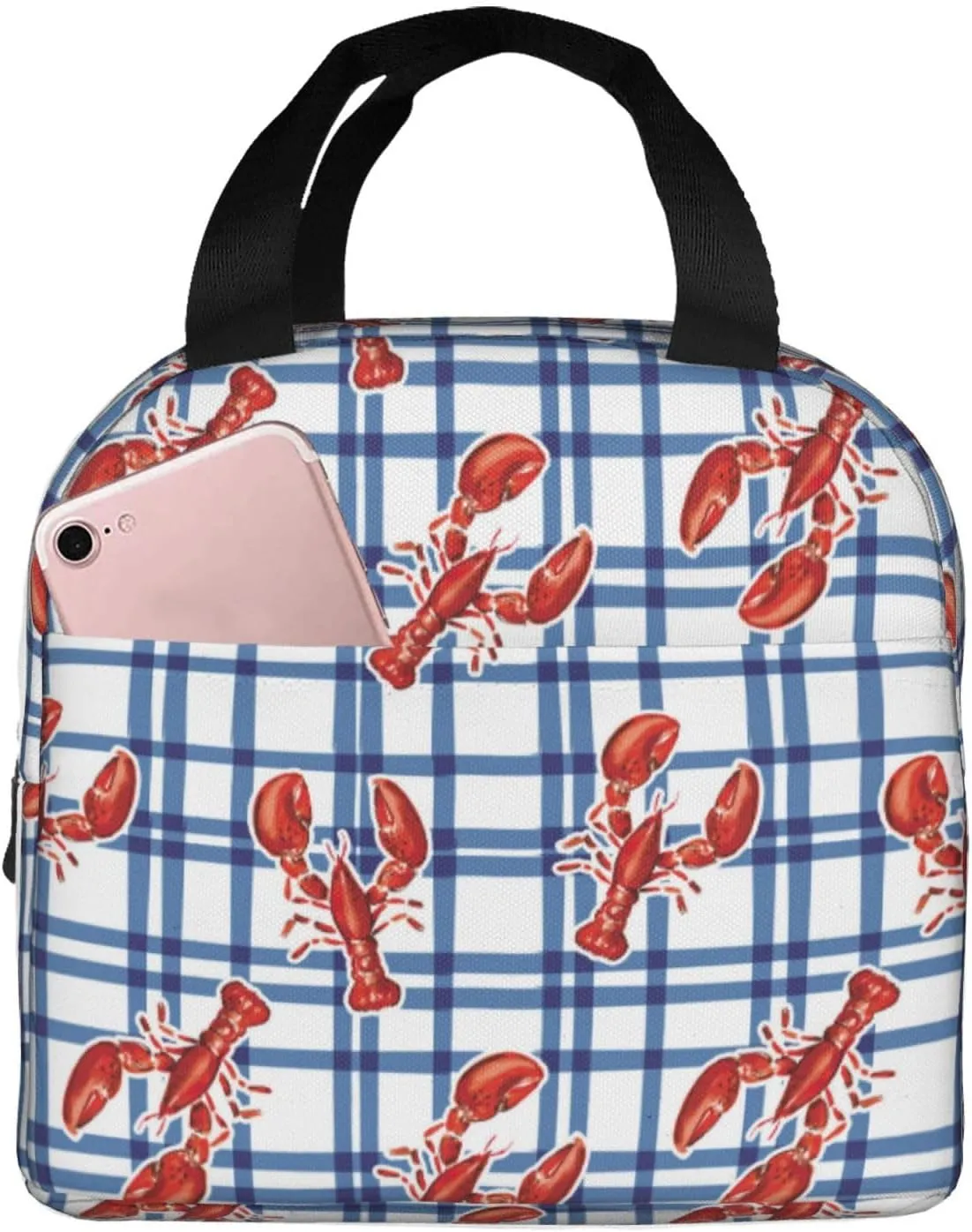 Insulated Lunch Bags for Men Women Work - Crayfish Plaid Soft Cooler Bag Insulated for Travel, Water Proof Small Adult Lunch Box for Men Women, Lunch Tote Bag for Women Men