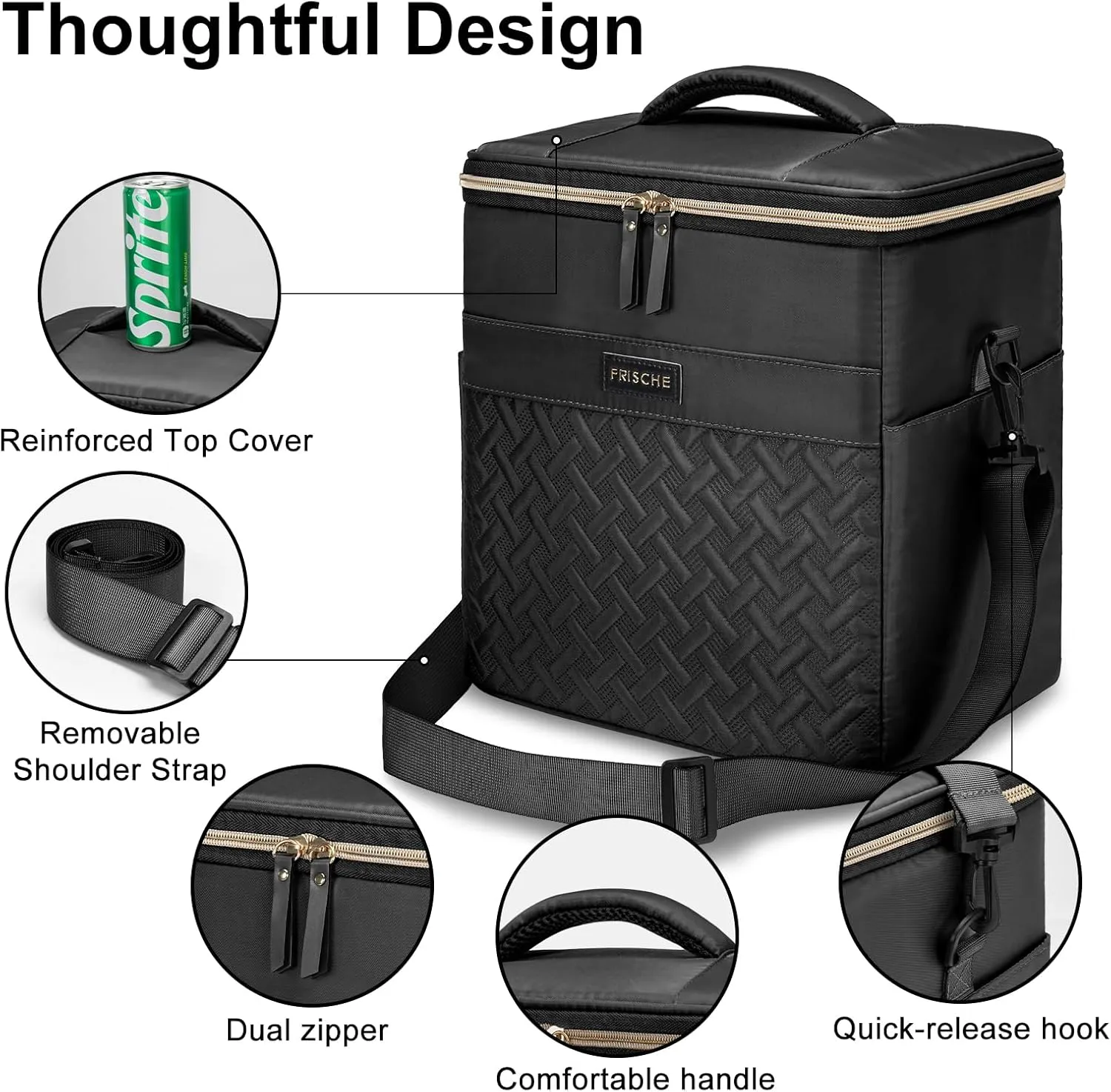 Insulated Waterproof Cooler Bag for Women Men，30 Cans Collapsible Lunch Bag with Shoulder Strap,Leakproof Soft Cooler for Beach, Camping & Travel