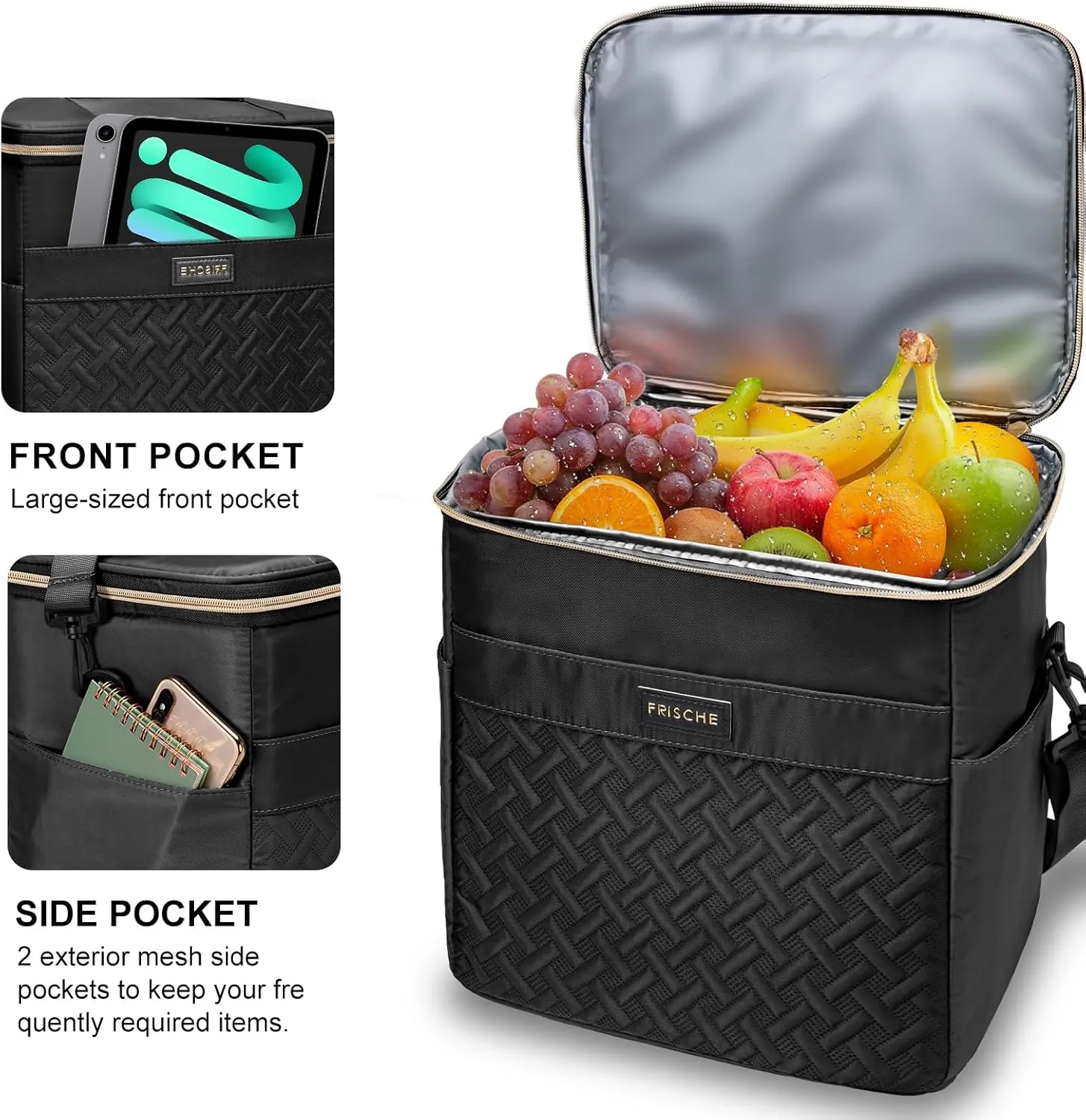 Insulated Waterproof Cooler Bag for Women Men，30 Cans Collapsible Lunch Bag with Shoulder Strap,Leakproof Soft Cooler for Beach, Camping & Travel