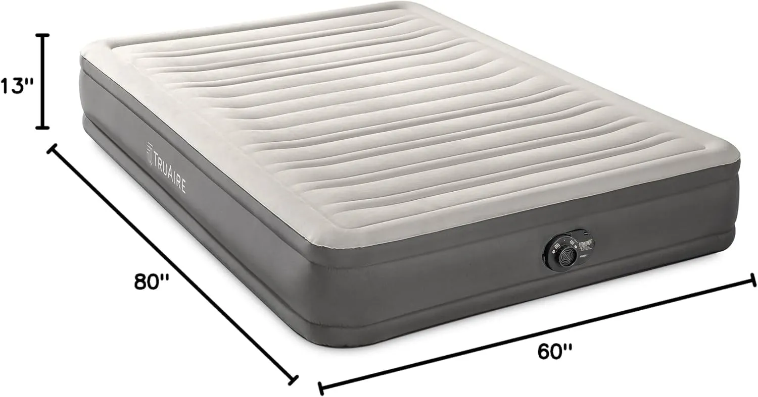 Intex 64021E TruAire Luxury Air Mattress: Fiber-Tech – Built-in Electric Pump – Multizone Support System