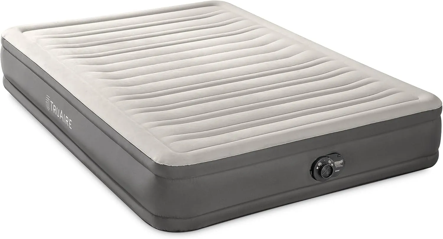 Intex 64021E TruAire Luxury Air Mattress: Fiber-Tech – Built-in Electric Pump – Multizone Support System