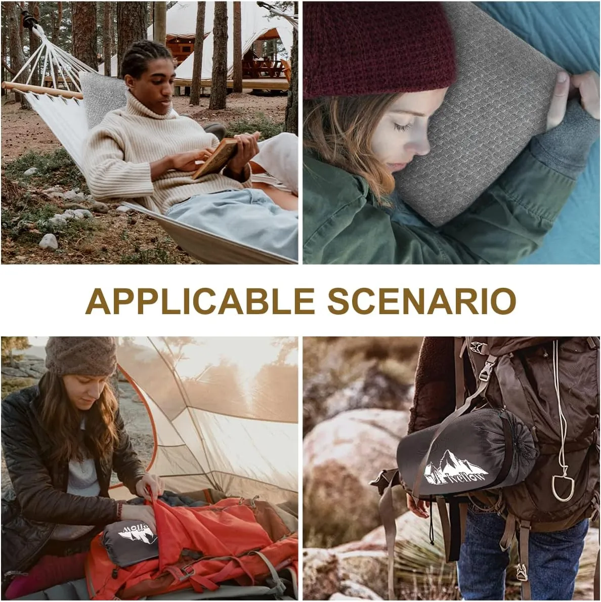 Ivellow Travel Pillow Compressible Camping Pillow for Sleeping Shredded Memory Foam Pillow Compact Firm Supportive Pillow for Adults Kids Outdoor Backpacking Hiking Essential Gear