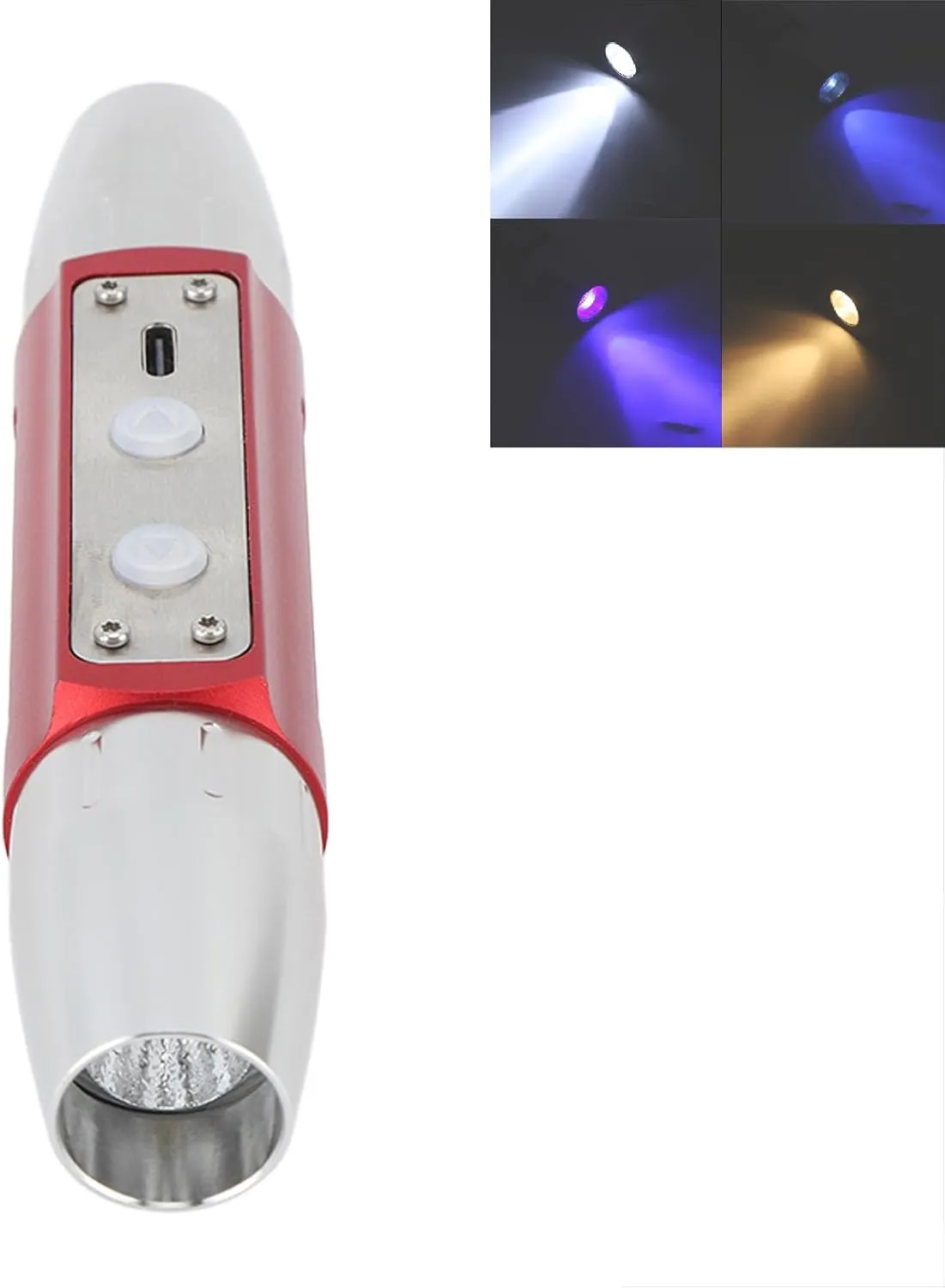 Jade Flashlight Expert Appraisal Light Detector Torch Dual Head 4 Light Sources USB Rechargeable Jewelry Identification Lamp KX4