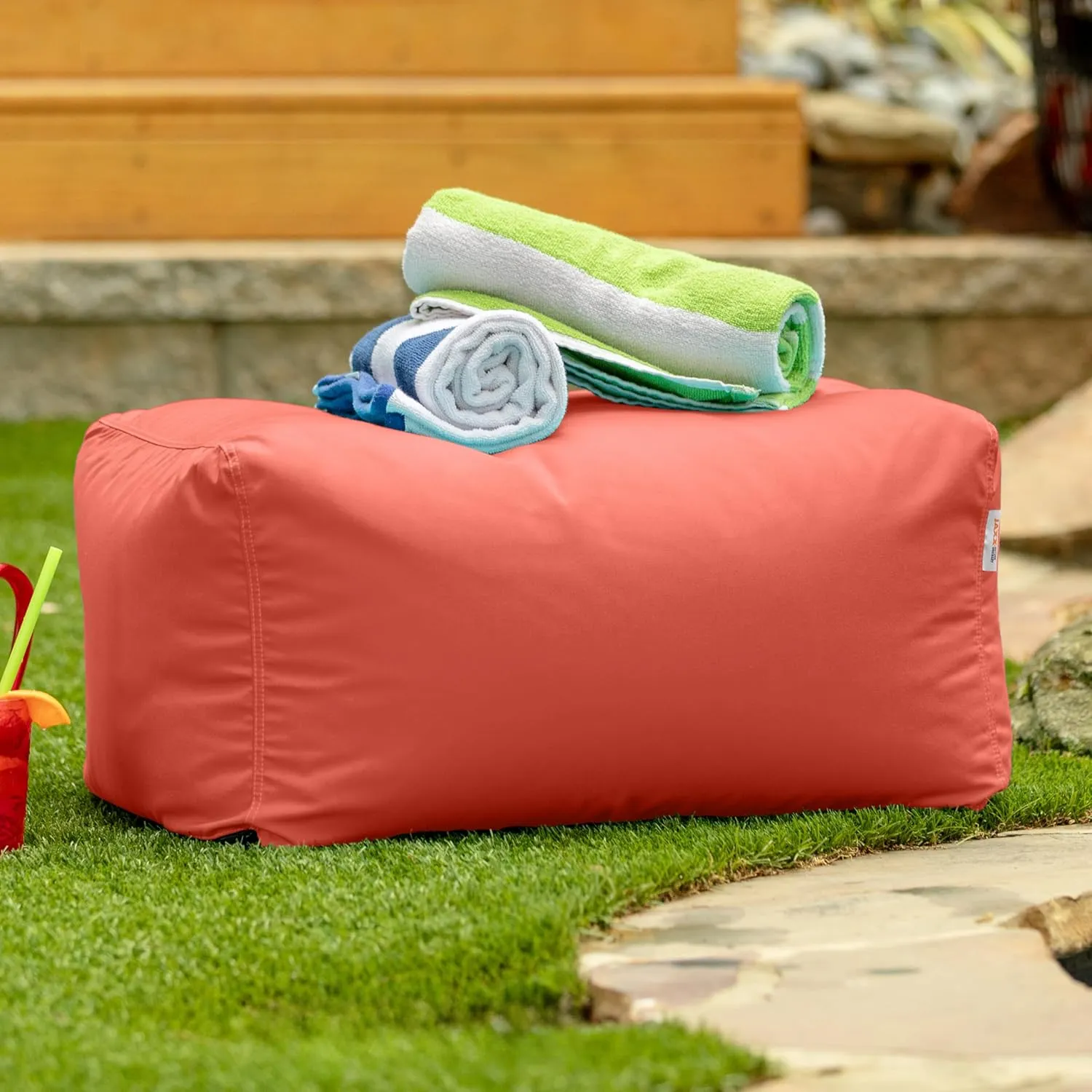 Jaxx Leon Outdoor Bean Bag Ottoman, Flamingo