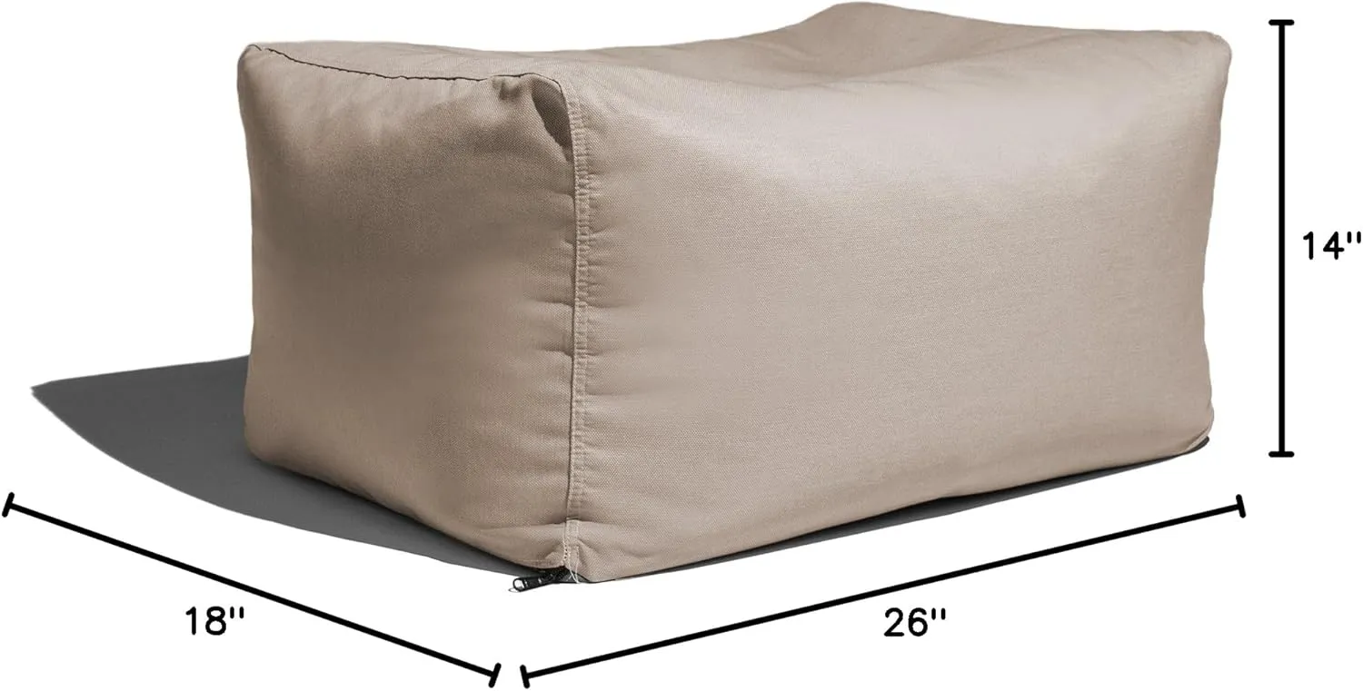 Jaxx Leon Outdoor Bean Bag Ottoman, Flax