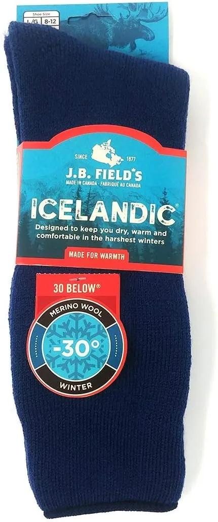 J.B. Field's Icelandic 30 Below Classic Winter Socks, 70% Merino Wool Heavyweight for Hiking, Trekking & Outdoor, 3 Pairs