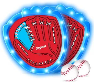 JoyCat Toss and Catch Ball Game,Light Up Toddler Kids Baseball Glove,Beach Pool Toys,Yard Games Sports Outdoor Toys,Easter Basket Stuffers,Birthday Gifts for 3  Boys Girls (2 LED Paddles 2 Balls)
