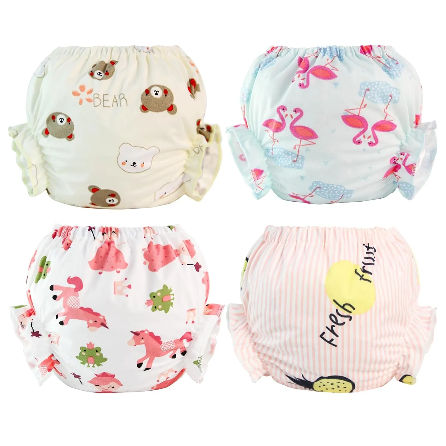 Joyo roy 4pcs Baby Bloomers 6-9 Months Bloomers Shorts Bloomers For Infant Girls Diaper Cover Bloomers Baby Girls' Bloomers Newborn Bloomers Waterproof Pants For Toddlers Bloomers For Girls 6M-12M
