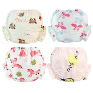 Joyo roy 4pcs Baby Bloomers 6-9 Months Bloomers Shorts Bloomers For Infant Girls Diaper Cover Bloomers Baby Girls' Bloomers Newborn Bloomers Waterproof Pants For Toddlers Bloomers For Girls 6M-12M