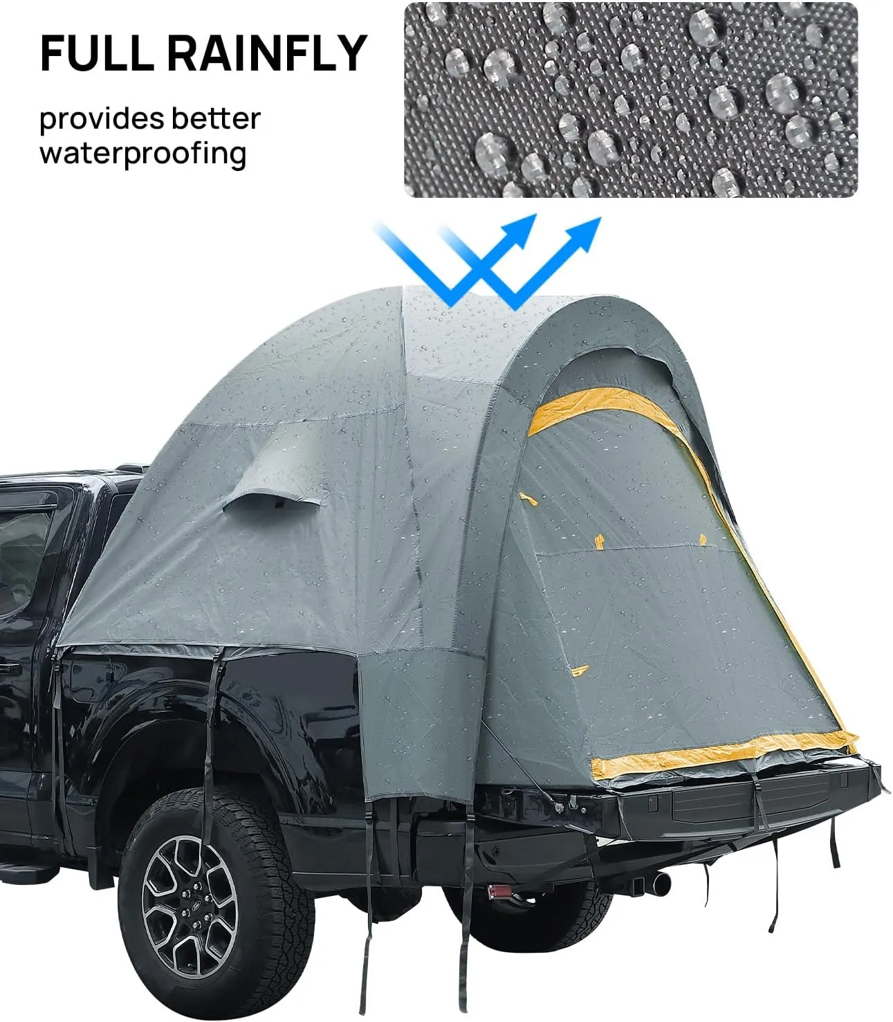JOYTUTUS Truck Bed Tent, Portable Pickup Truck Tent 5ft Aluminum Pole, Waterproof PU2000mm Fabric for 2 Person, Easy Set-up, Orange