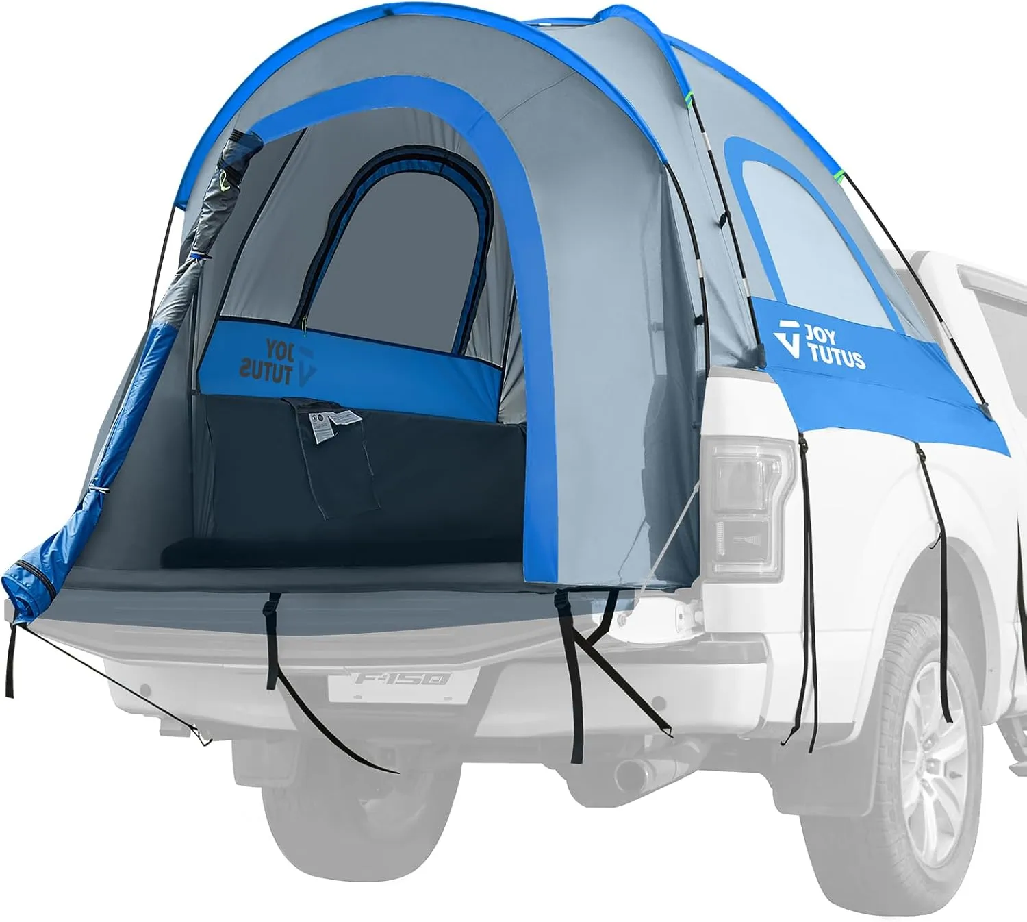 JOYTUTUS Truck Tent, Portable Truck Bed Tent with Rainfly, 5FT - 6.5FT Truck Tent with Waterproof PU2000mm Double Layer for 2 Person - Blue