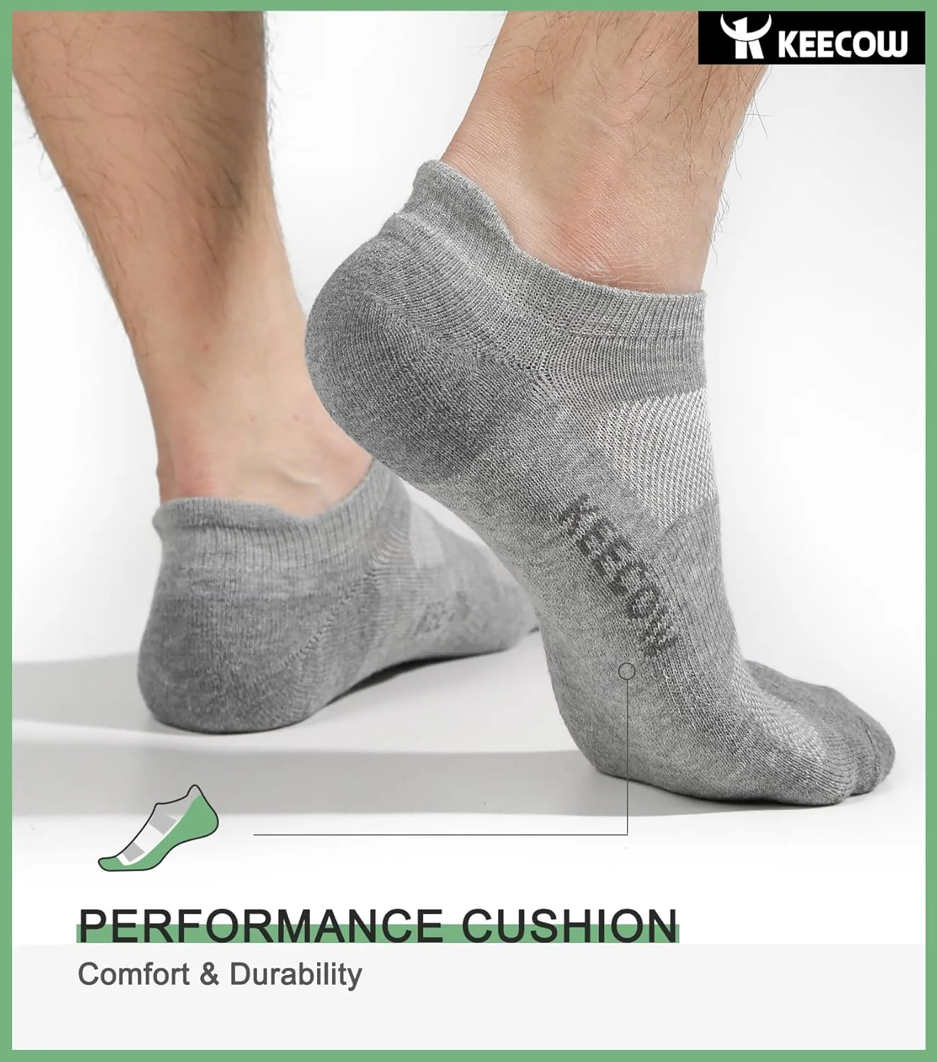 KEECOW Performance Comfort No Show Ankle Cushioned Socks for Men & Women, Athletic, Tab, Short, Running, Outdoor