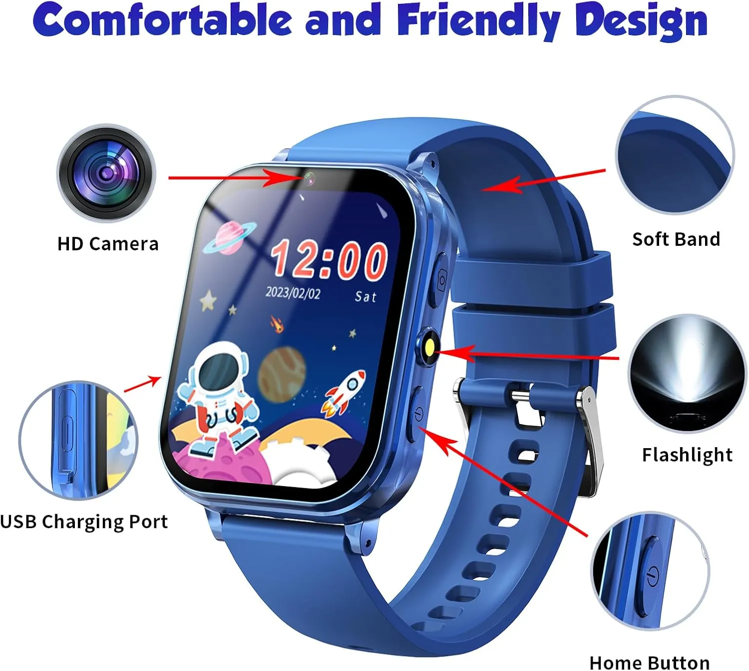 Kids Game Watch Boys Girls with Puzzle Games Music Player Camera HD Touchscreen, Kids Toys Birthday Gifts for Girls Boys Age 6-12 (Blue)