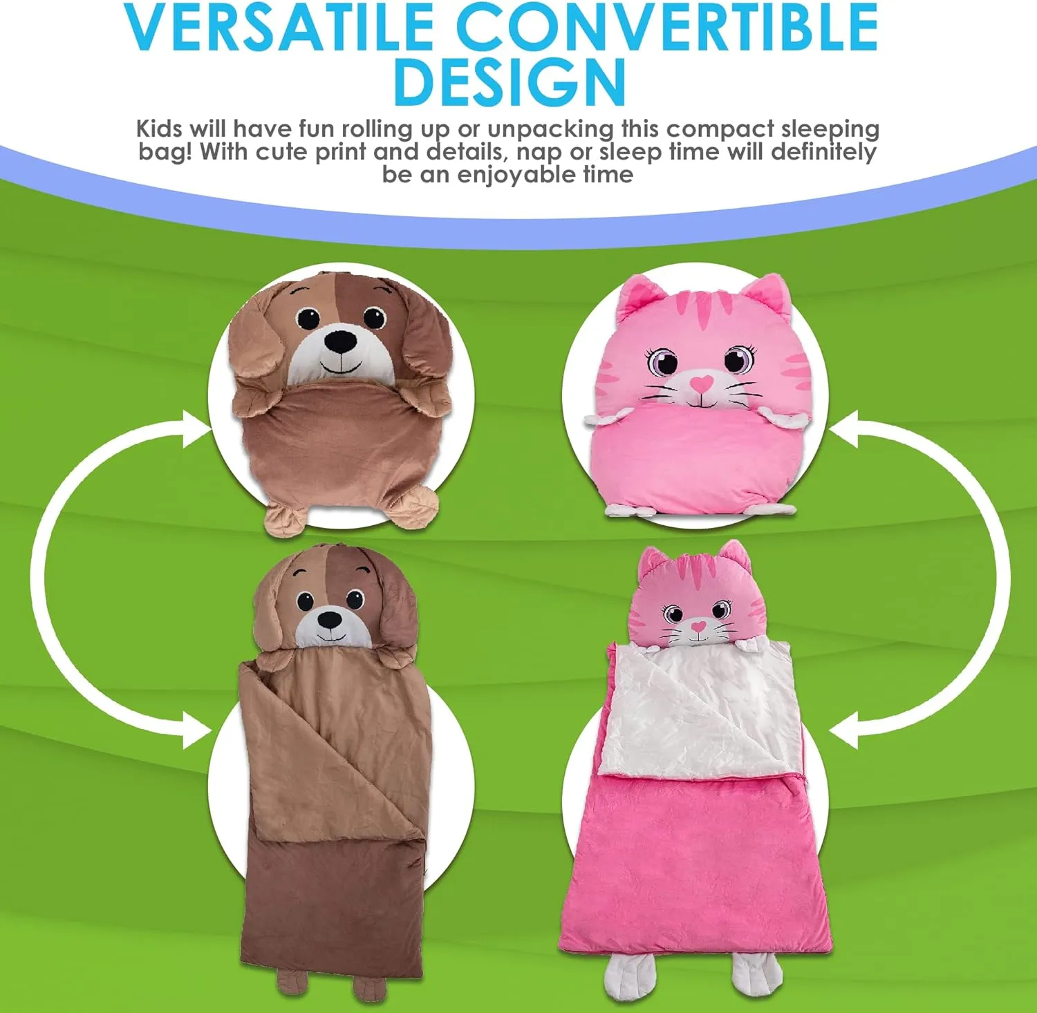 Kid's Nap Buddies Character Preschool Nap Mat, Toddler Sleeping Bag with Pillow for Daycare, Ages 3 