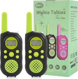 Kids walkie talkies 2 pcs, Easter Basket Stuffers, Outdoor Toys for Kids, Long Range walkie Talkie with Clear intercom Sound, 22 Channels with Backlit LCD Flashlight, for Outside, Camping, Hiking