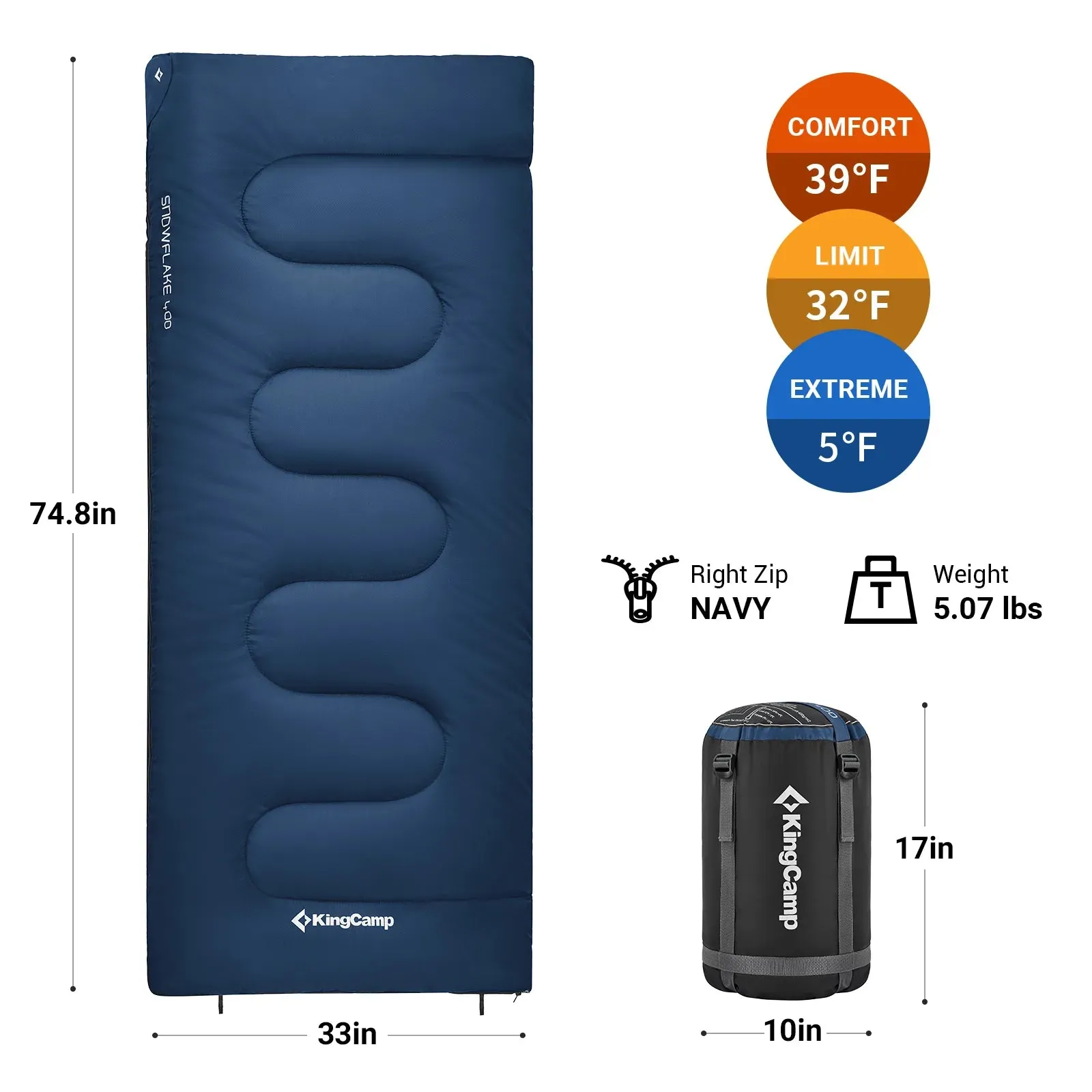 KingCamp SNOWFLAKE 400 Sleeping Bag-Envelope