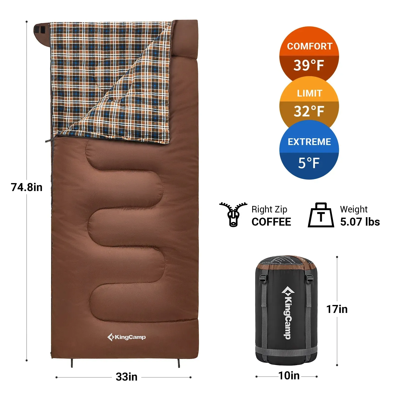 KingCamp SNOWFLAKE 400 Sleeping Bag-Envelope