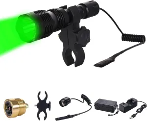 KL25 Hunting Light Flashlight, Long Range Red Green Varmint Light Kit for Predator Hog Fox Coyote, with Pressure Switch
