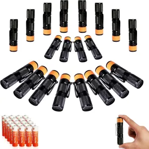 KunHe 20 Pack 150 Lm Small Mini LED Flashlight Single Mode Bulk Flashlights with Batteries Include Portable Flash Light AA Battery Powered with Bite Cap Gifts for Men Gifts for Father