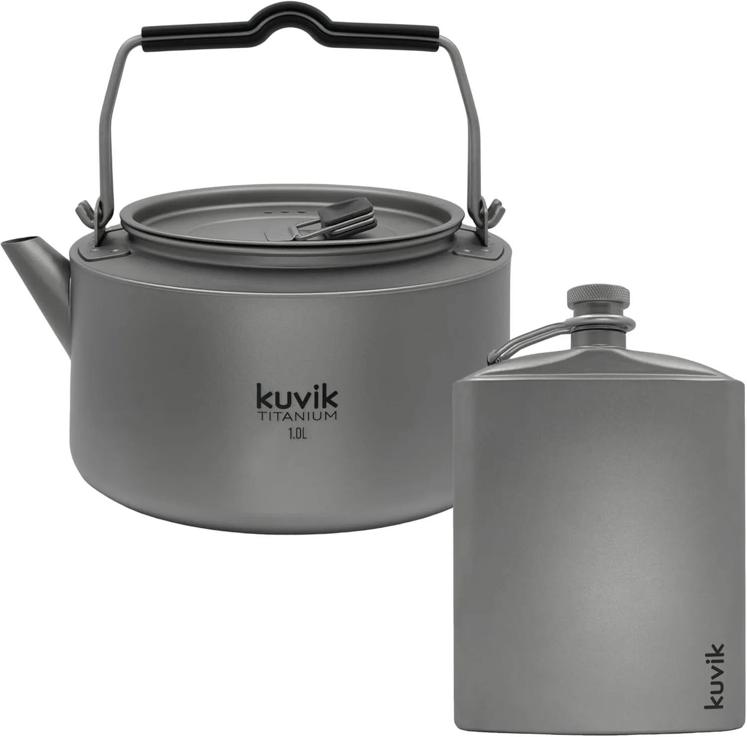 Kuvik 1.0L (33.8 oz) Titanium Kettle & 220ml (7.4 oz) Titanium Flask Bundle