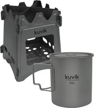 Kuvik Titanium Wood Stove & 750ml (25.4 oz) Titanium Pot Bundle