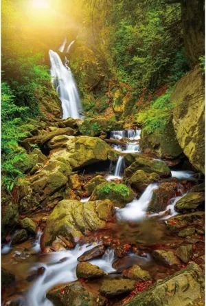 Laeacco Waterfall Backdrops for Photography 5x7FT Spring Forest Landscape Background Nature Scenery River Small Waterfall Baby Shower Birthday Wedding Photo Studio Kids Adults Portrait Photo Shoot