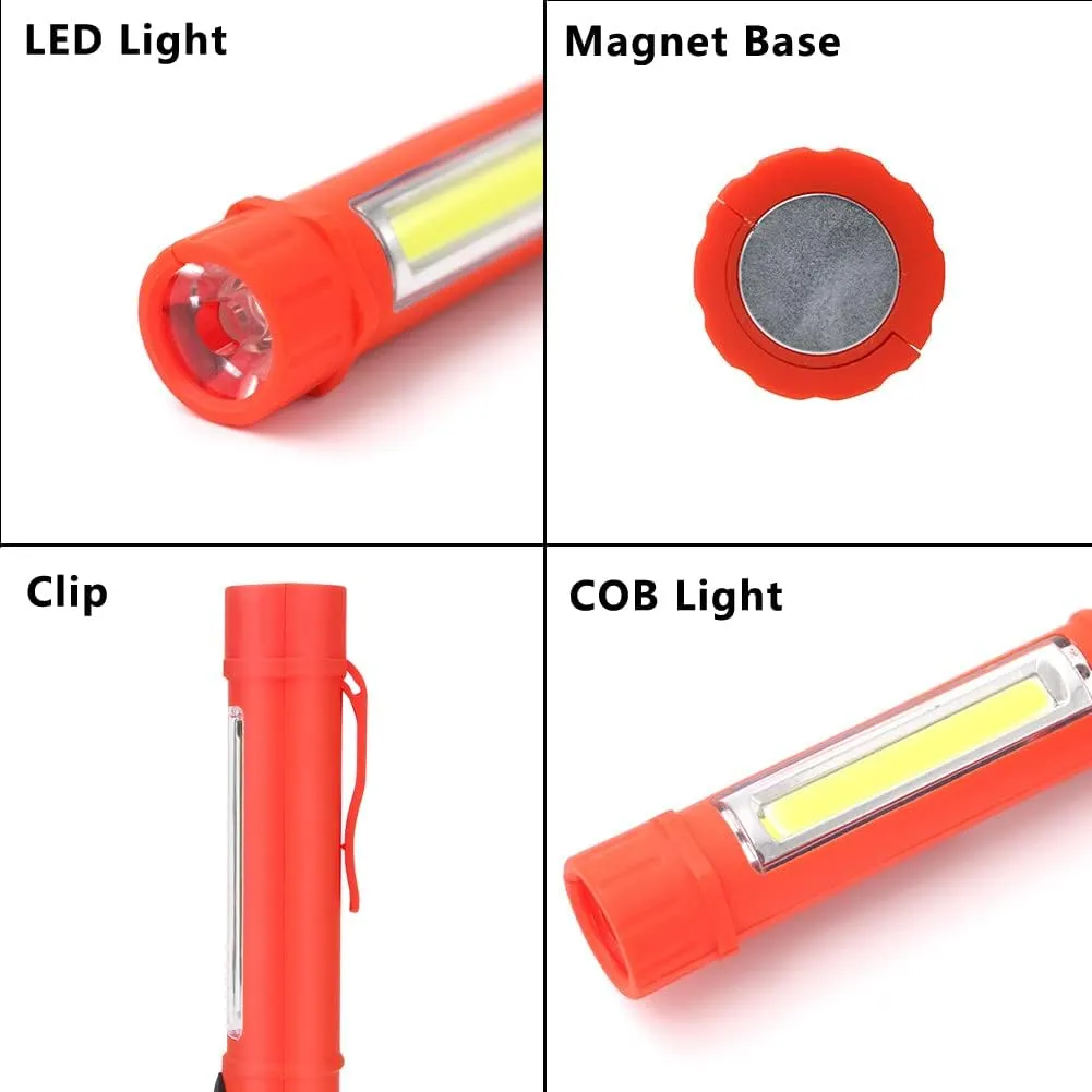 LED Battery Worklight Magnetic Flashlights,Unique Cool Gadget Tool for Men Dad Husband Gift Idea,Bulk Portable COB Work Lamp for Mechanic,BBQ,Car,Camping,Emergency (4 Pack,Orange,Batteries Included)