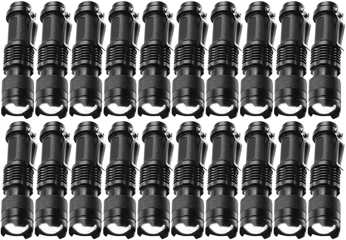 LED Flashlight 20 Pack,Super Bright Torch Mini Flashlights High Lumens with 3 Modes, Small Waterproof Adjustable Focus Zoomable Flash Light EDC Flashlight for Indoor Outdoor Camping