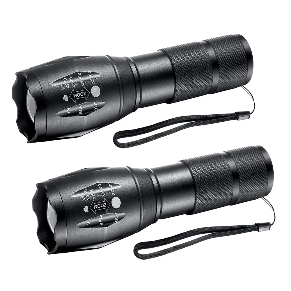 LED Flashlight, 2Pack (Battery Not Included)